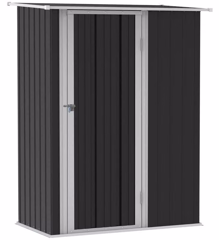 Capanno da giardino in metallo per lo stoccaggio di oggetti da giardino | Colore: grigio scuro | Dimensioni: 84x142x189 cm
