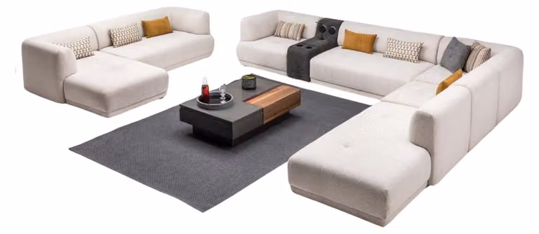 Eckgarnitur Wohnlandschaft Große Sofas L-Form Polstersofa Couch Stoff