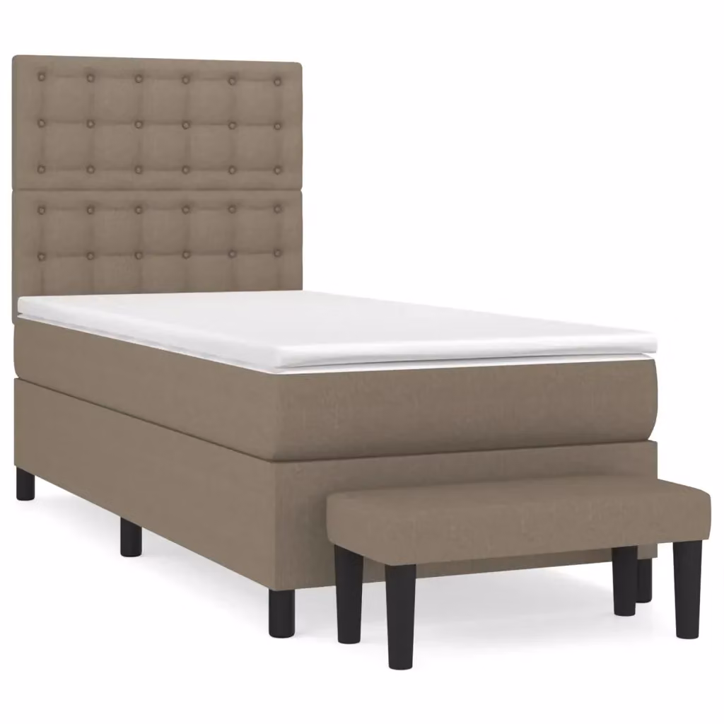 Letto Ibrido vidaXL con Giroletto a Molle e Materasso in Tessuto Beige e Bianco L/P/H: 203 x 128 x 100 cm – 2