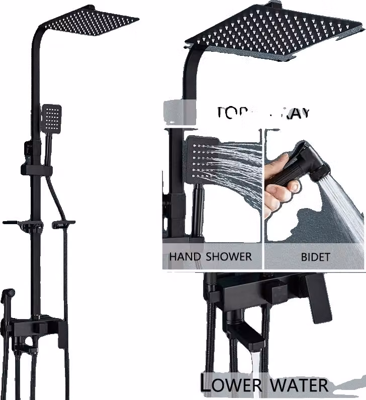Miscelatore per doccia, design contemporaneo, comando monocomando, 4 vie da 8 pollici A