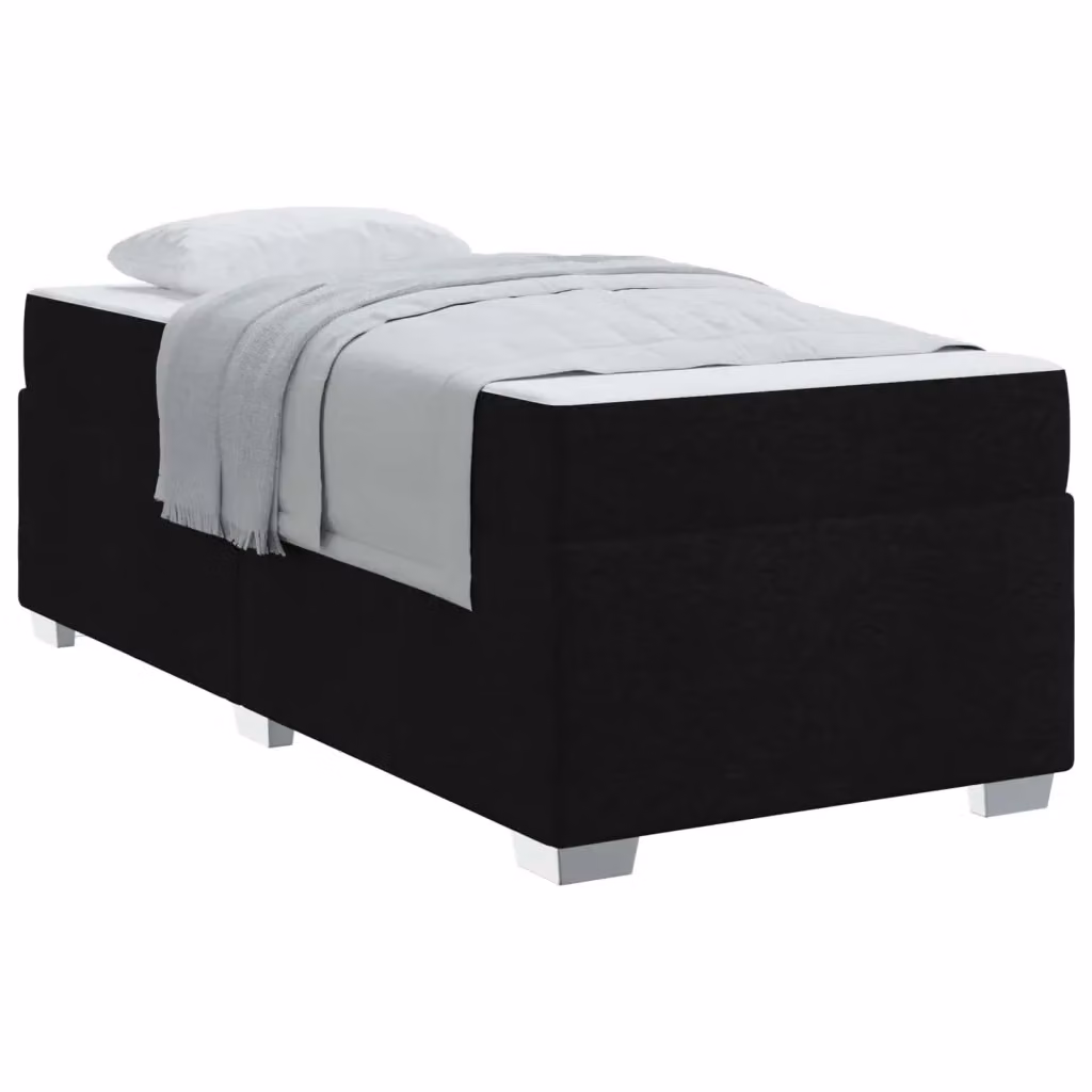 Letto moderno con materasso a molle vidaXL in tessuto nero L/P/H: 90 x 190 x 66 cm – 2