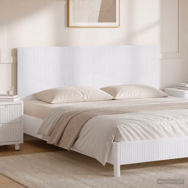 Testiera da muro vidaXL HOORN bianca in legno ingegnerizzato con mensola integrata L: 180 cm, H: 50 cm, P: 15,56 cm