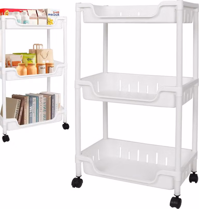 Scaffale da bagno armadio da cucina libreria mobile su ruote 3 livelli