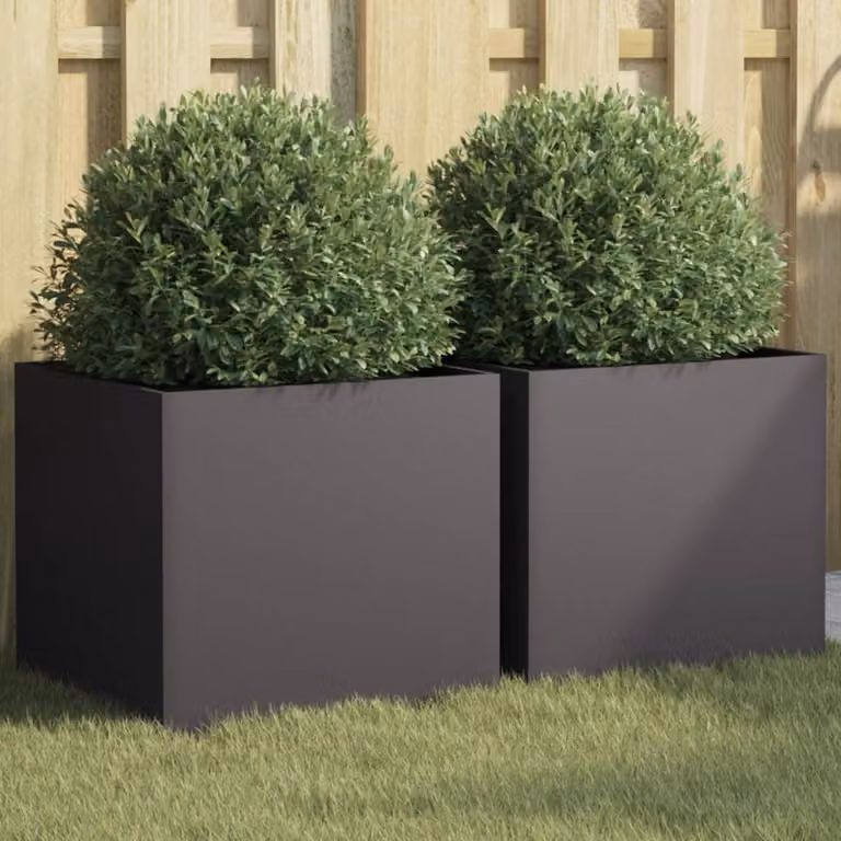 Set di 2 fioriere vidaXL in acciaio nero L 42 cm, P 40 cm, H 39 cm
