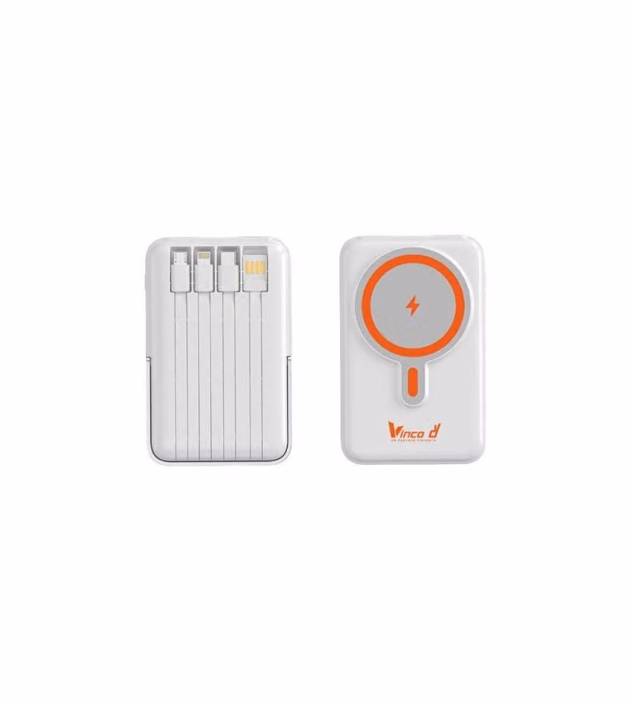 Vinco Power Bank 10000mAh Wireless Magsafe Bianco - Ricarica Rapida Portatile