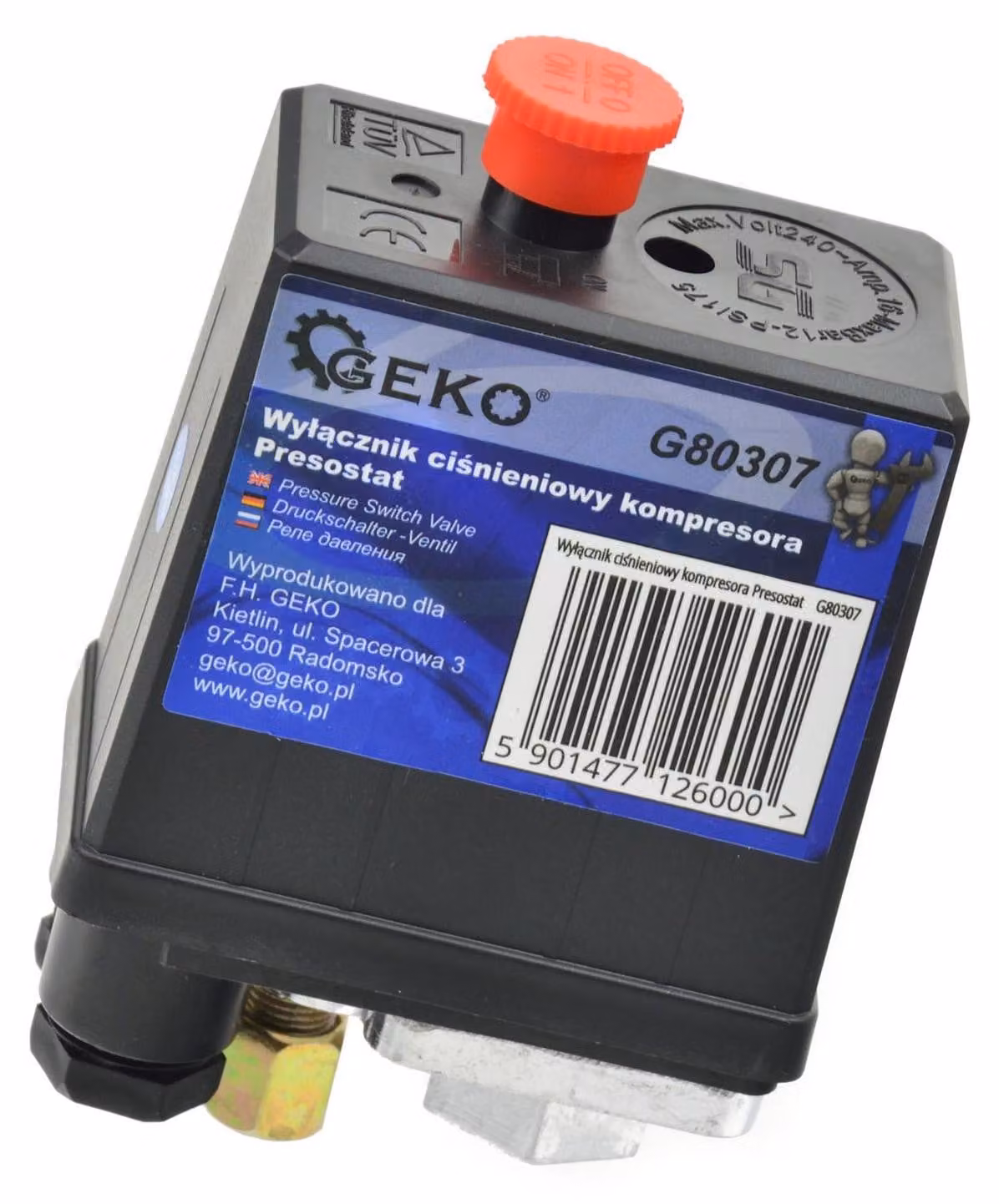 Pressostato compressore aria valvola, regolatore di pressione, controllo dell'interruttore regolabile, 220 V