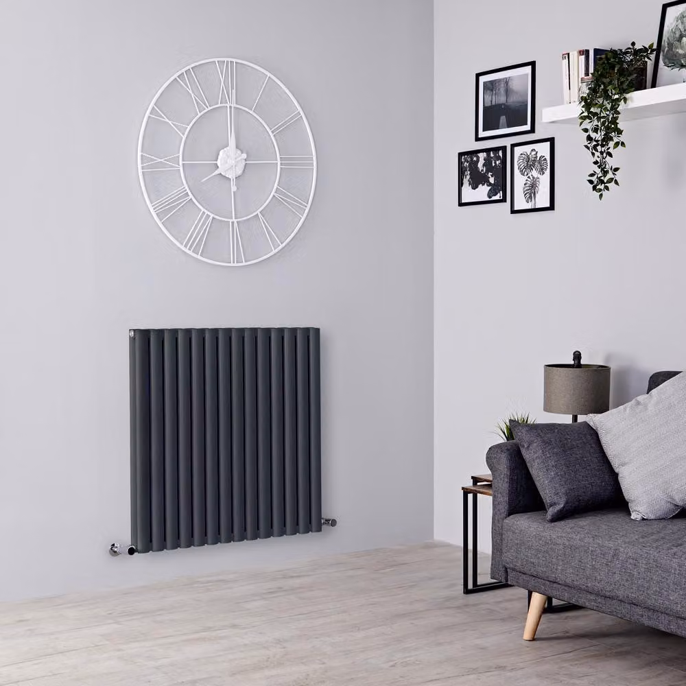 Radiatore Orizzontale Doppio Design Antracite 800x826mm 1240W - Alta Resa - Stile Moderno