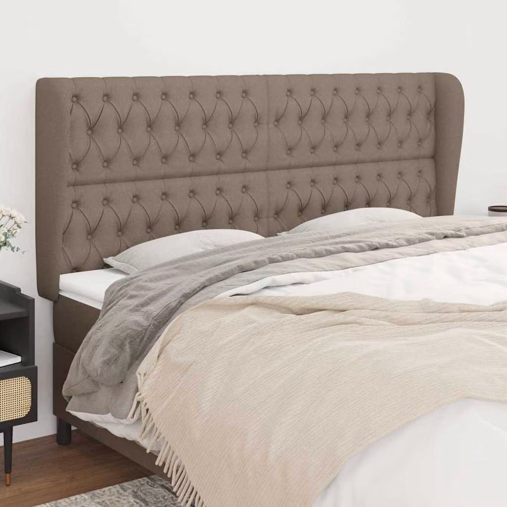 Testiera ad orecchio vidaXL in tessuto beige e grigio, L: 183 cm, P: 23 cm, H: 118/128 cm – 1