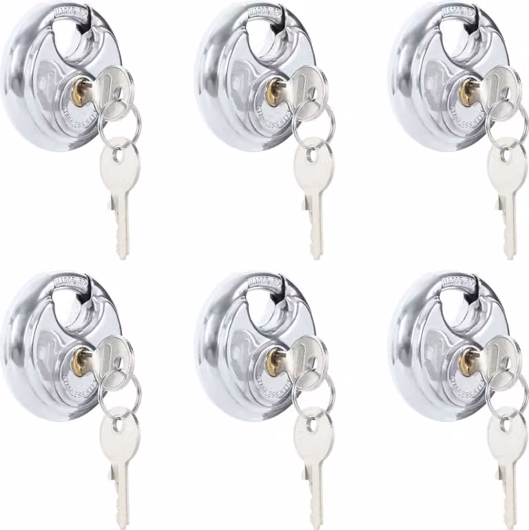 Lucchetti Discus con Chiavi 6 pcs Argento 7 x 2.4 x 7 cm
