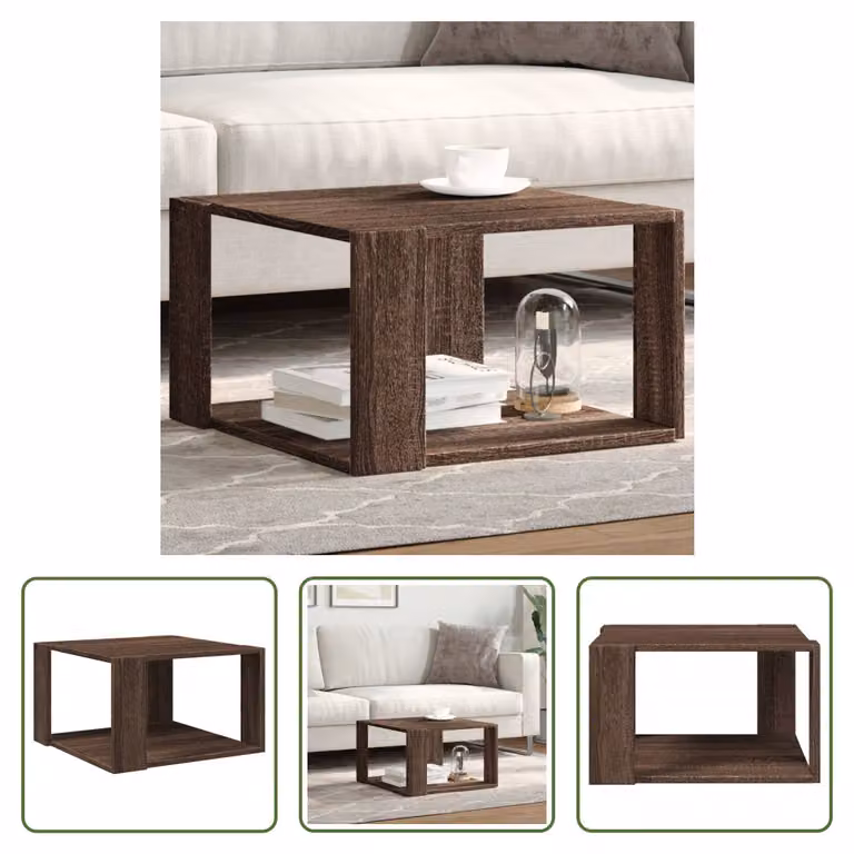 Tavolino The Living Store in rovere marrone 51,5x51,5x30 cm materiale in legno