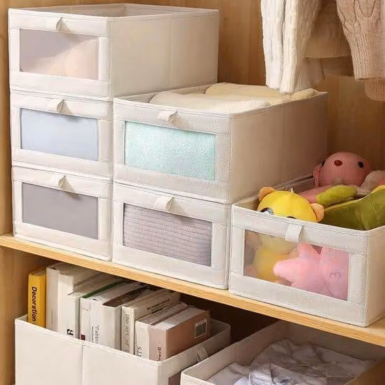 Sistema di stoccaggio a 4 ante per abbigliamento - Porta in vetro trasparente - Organizzazione dell'armadio