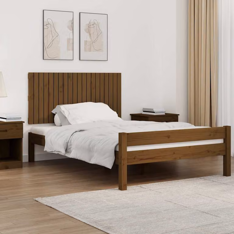 Testiera da parete vidaXL in legno massello di pino, colore ambra, L: 127,5 cm, P: 3 cm, H: 60 cm