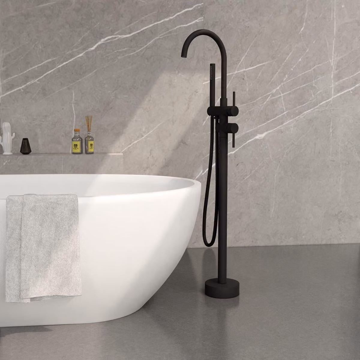 Miscelatore per vasca freestanding WeBO Atlanta con doccetta - free-standing