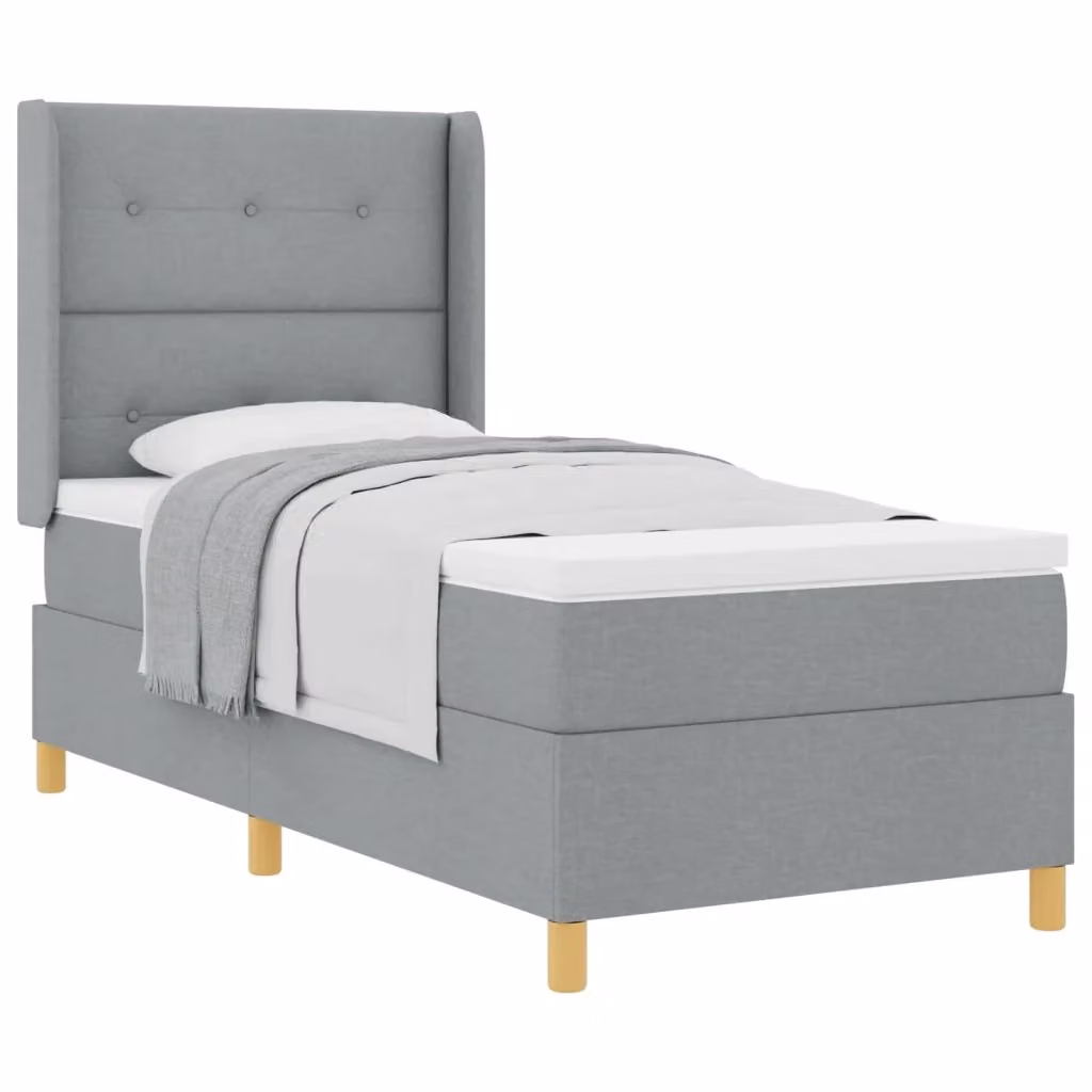 Letto a molle moderno vidaXL con testiera in tessuto grigio, L/P/H: 190 x 90 x 93 cm – 2