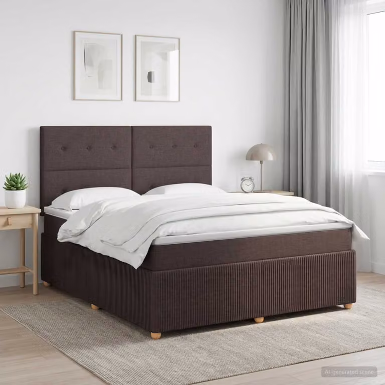 vidaXL Letto box spring con materasso a molle insacchettate Marrone e Bianco L: 140 cm, P: 190 cm