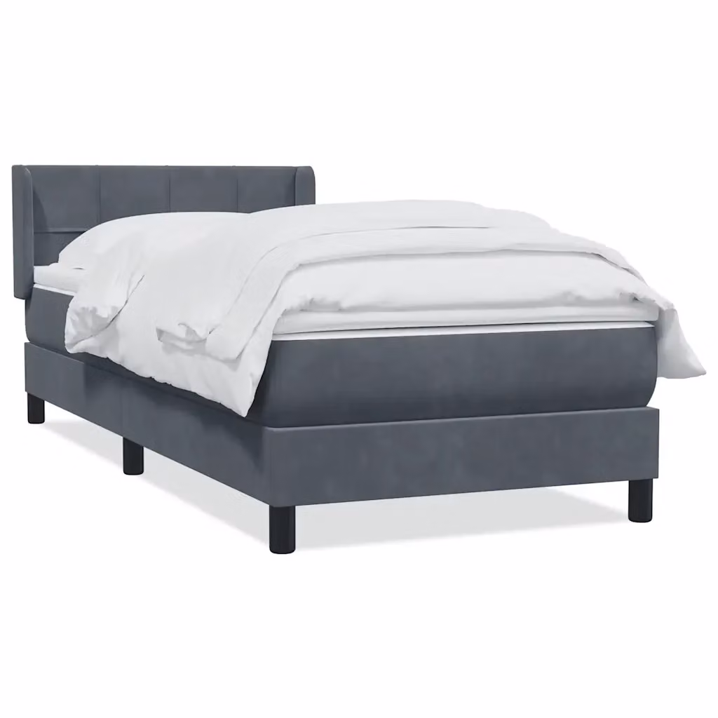 Letto Ibrido con Giroletto a Molle e Materasso vidaXL in Velluto Grigio e Bianco L: 83 cm, P: 223 cm, H: 30 cm – 2