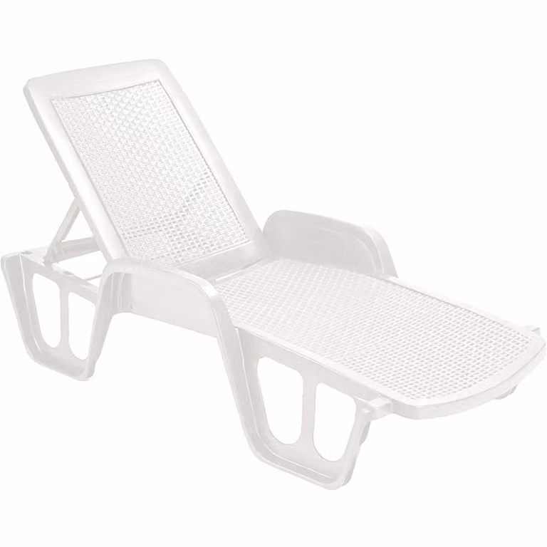 PROGARDEN Lettino prendisole Pool impilabile bianco con design rattan e poggiatesta regolabile