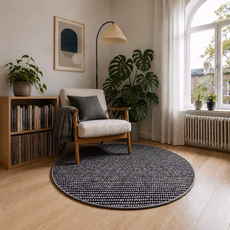 vidaXL Tappeto Antracite Ø 120 cm 100% Poliestere 3 mm Lavabile