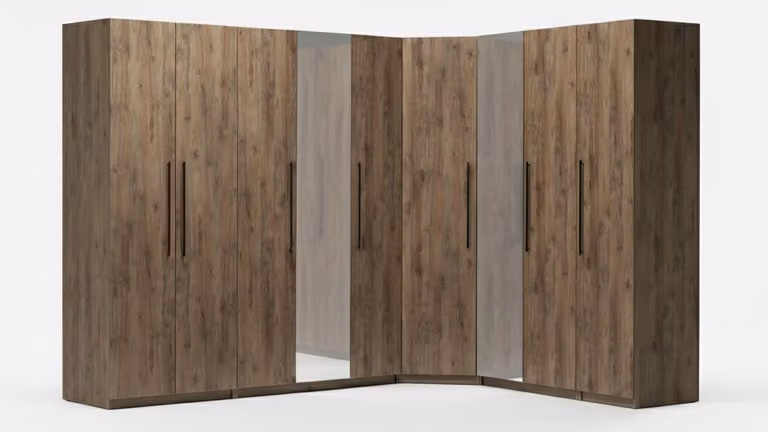 Mobile angolare moderno con ampio spazio di stoccaggio e design elegante