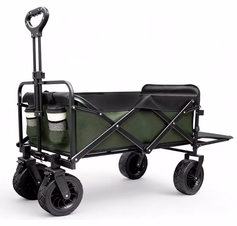 Carrello pieghevole, capacità 300 litri, ruote off-road da 8 pollici, ideale per il trasporto stabile in giardino