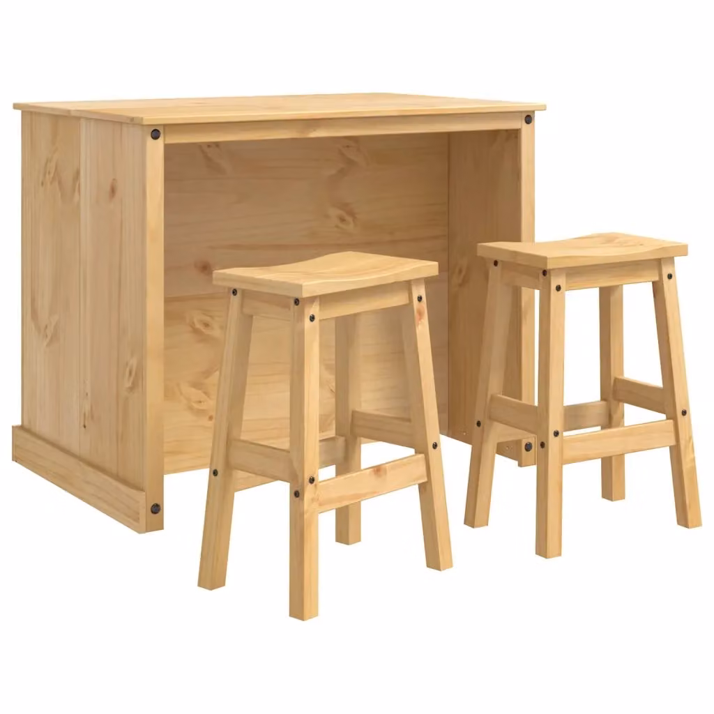 Set isola da cucina 3 pz vidaXL Cera di Miele in legno di pino, colore marrone e beige, L 112 x P 77 x H 91,5 cm – 2