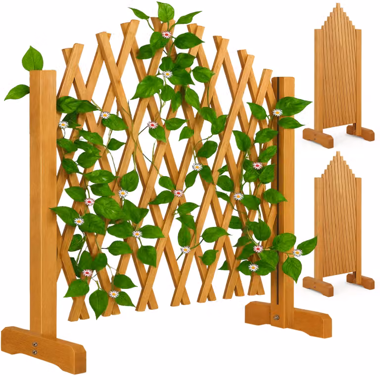 Set di 2 tralicci per rampicanti Gardebruk in legno marrone, supporto autoportante per piante ornamentali e da interno, H: 200 cm x L: 107 cm