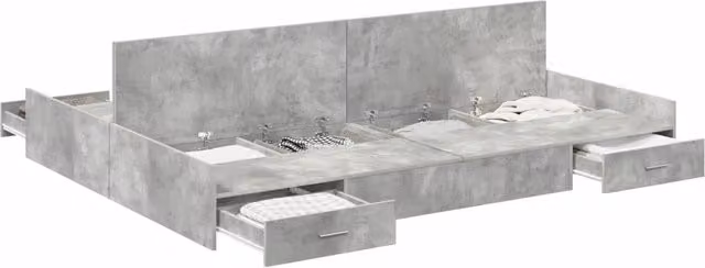 Letto matrimoniale | Letto per adulti | Struttura letto con contenitore Grigio cemento 140 x 200 cm