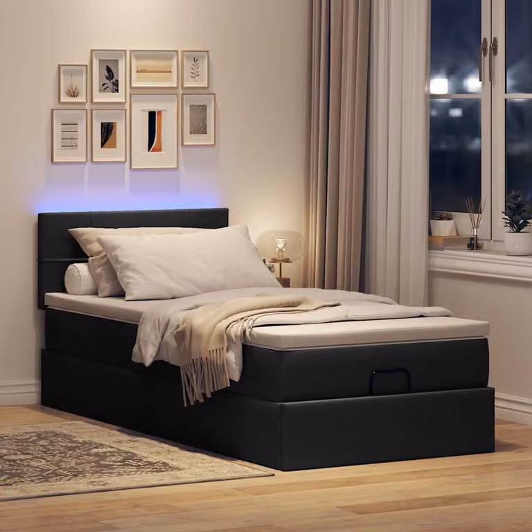 Maison Exclusive - Pouf Letto con Materasso e LED Nero 80x200cm in Tessuto