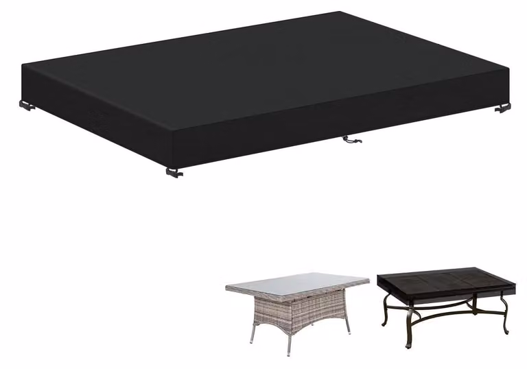 Copertura per tavolo da esterno, rettangolare, 180x100x15 cm, impermeabile, con protezione UV, realizzata in tessuto Oxford 420D
