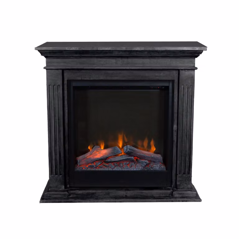 Caminetto elettrico Xaralyn - Cadiz ELE-SBU - pietra naturale nera - riscaldamento 1500 watt - con telecomando - caminetto da incasso incluso - caminetto decorativo