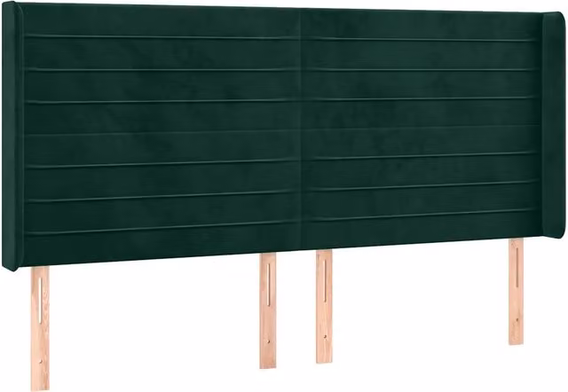 Testiera | Testata ad Orecchio Verde Scuro 183x16x118/128 cm in Velluto