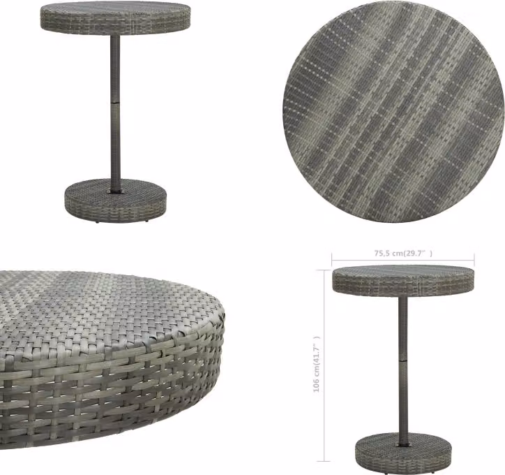 vidaXL Tavolo da giardino grigio 75,5x106 cm Poly Rattan - Tavolo da giardino - Tavoli da giardino - Tavolo - Tavoli