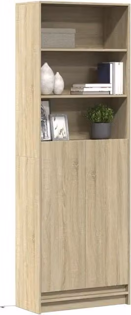 Credenza moderna con illuminazione LED vidaXL in MDF color rovere e beige L: 69 cm, P: 32,5 cm, H: 200 cm