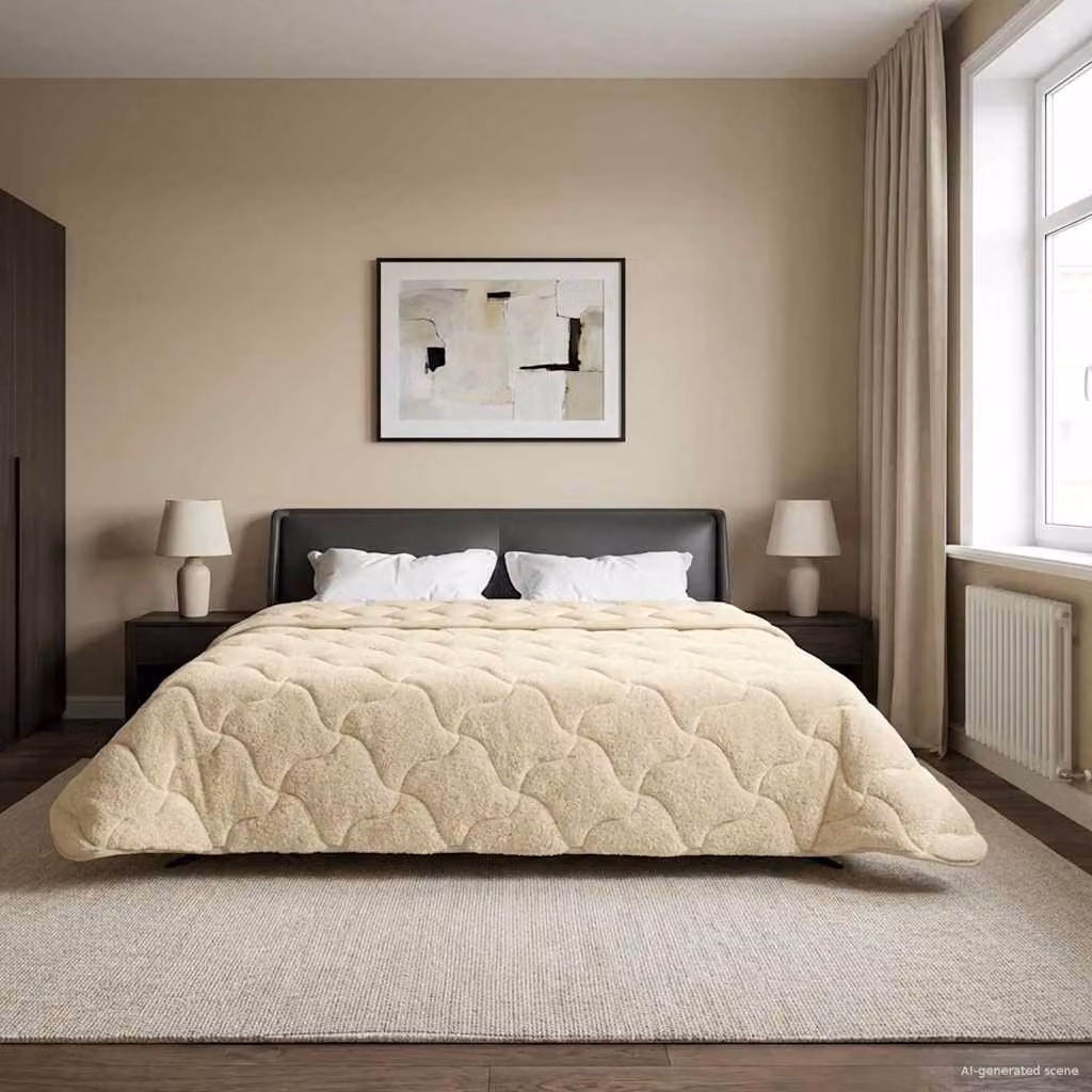 Piumone Completo Annuale Trapuntato vidaXL in Microfibra Beige L 240 x P 220 cm