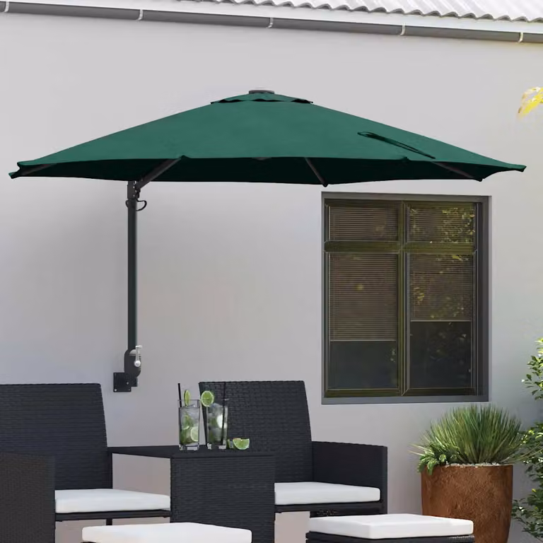 Ombrello da giardino a braccio cantilever verde vidaXL in poliestere e acciaio L: 248 cm, P: 248 cm, H: 148 cm