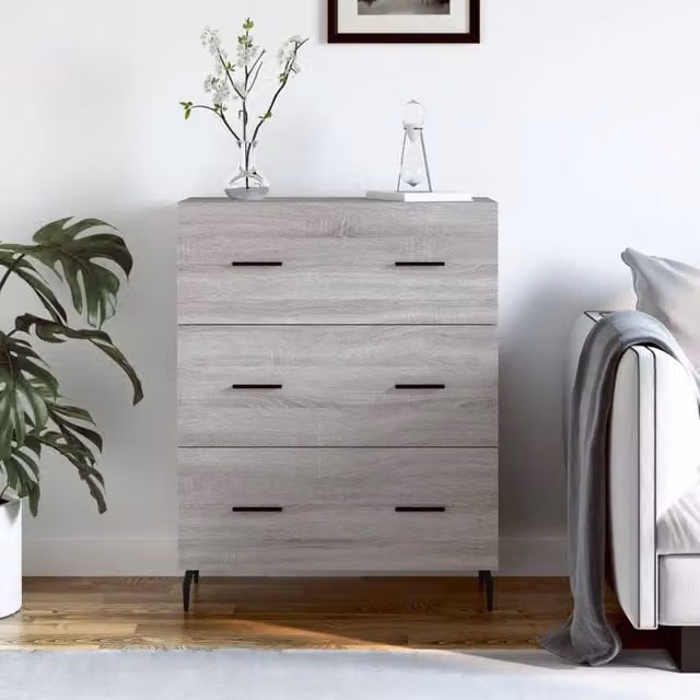 Credenza Buffet Design Mania Grigio Matt in Legno e Metallo L: 69,5 cm, P: 34 cm, H: 90 cm