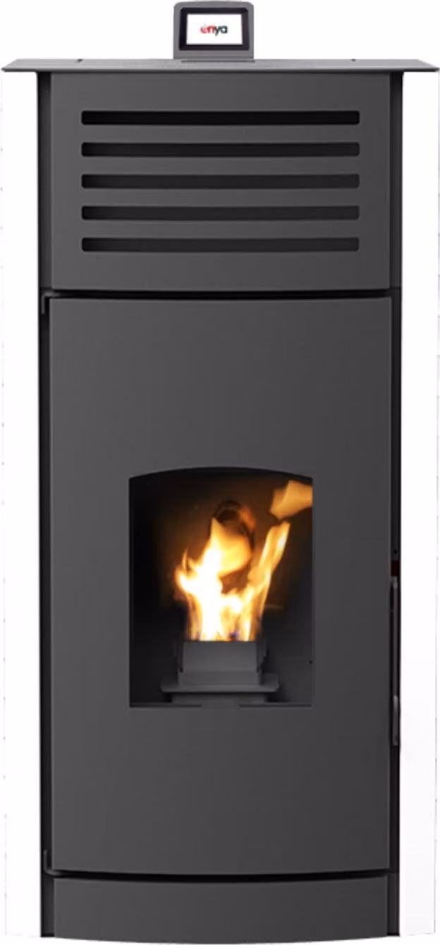 Stufa a pellet Robin Wood Enya, 12 kW, con rivestimento in acqua, colore rosso, classe energetica A++