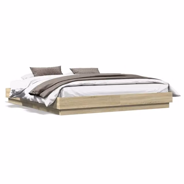 Letto matrimoniale | Letto per adulti | Giroletto Rovere Sonoma 200x200 cm in Legno Multistrato