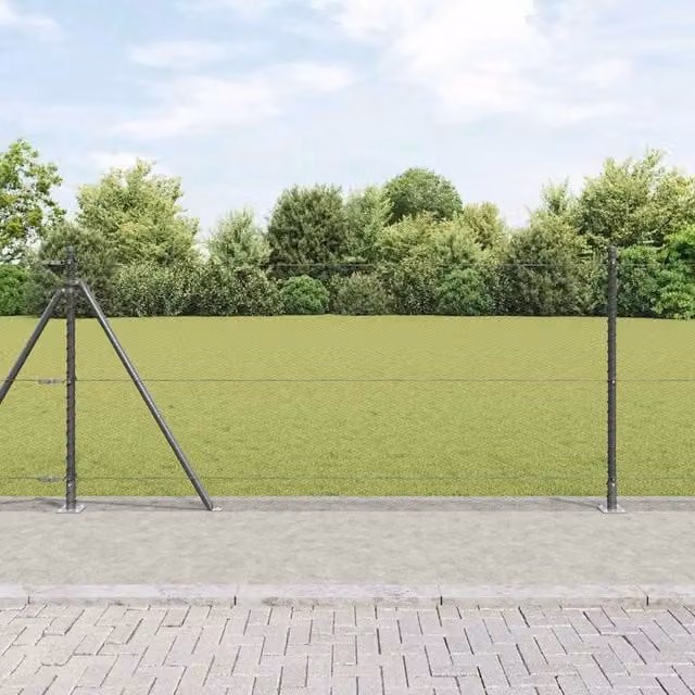 Recinzione esagonale con base in cemento 100 x 1 m Grigio Rete 3353729