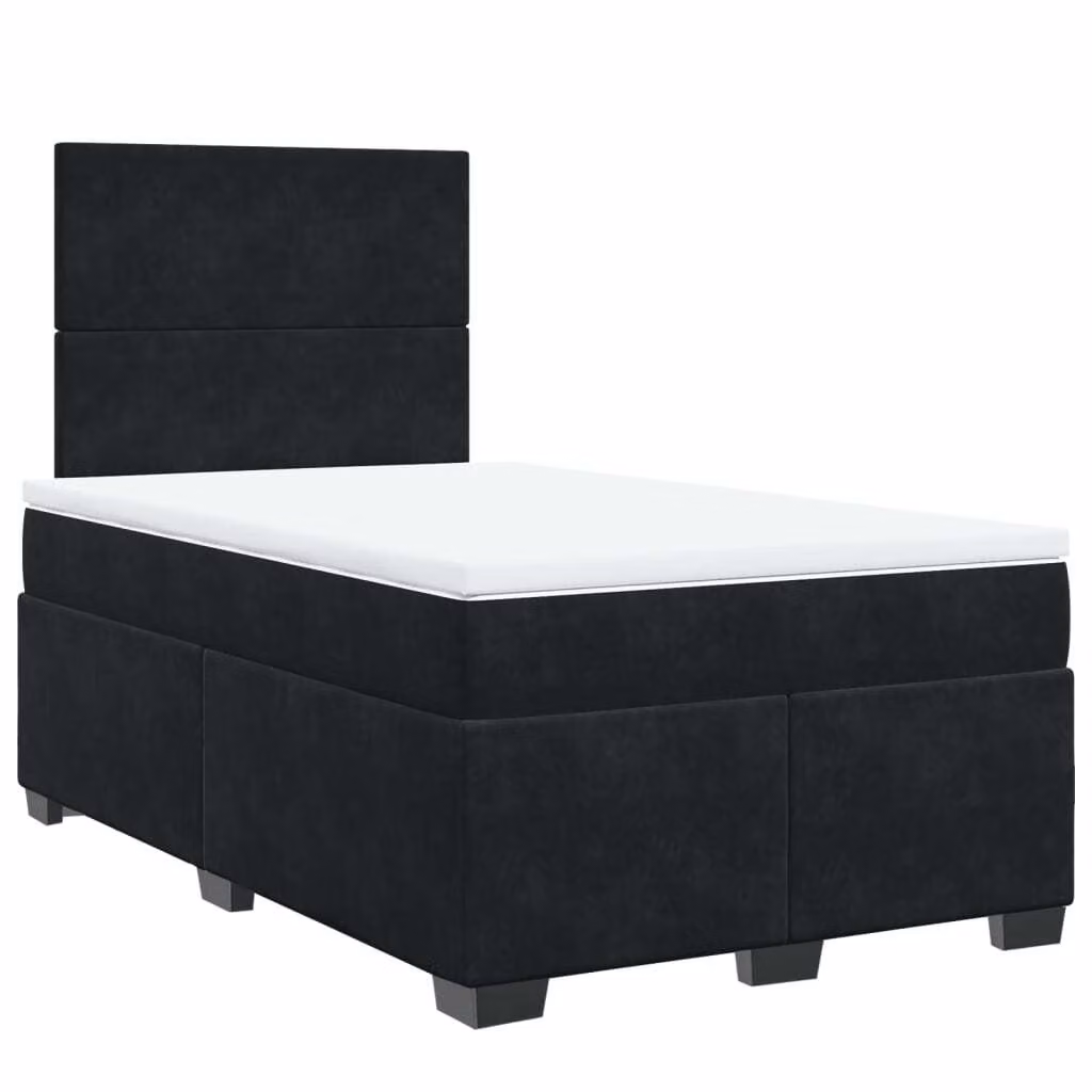 Giroletto a Molle con Materasso Nero 120x190 cm in Velluto