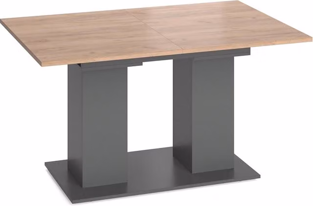 Tavolo da pranzo allungabile moderno Vicco in legno e MDF, colore antracite e rovere, L: 140-180 cm, P: 90 cm, H: 76 cm