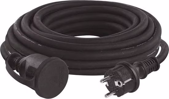 Cavo di allungamento Making Life Easy nero, impermeabile IP44, resistente all'olio, isolamento in gomma, 230V 16A, lunghezza 10 m