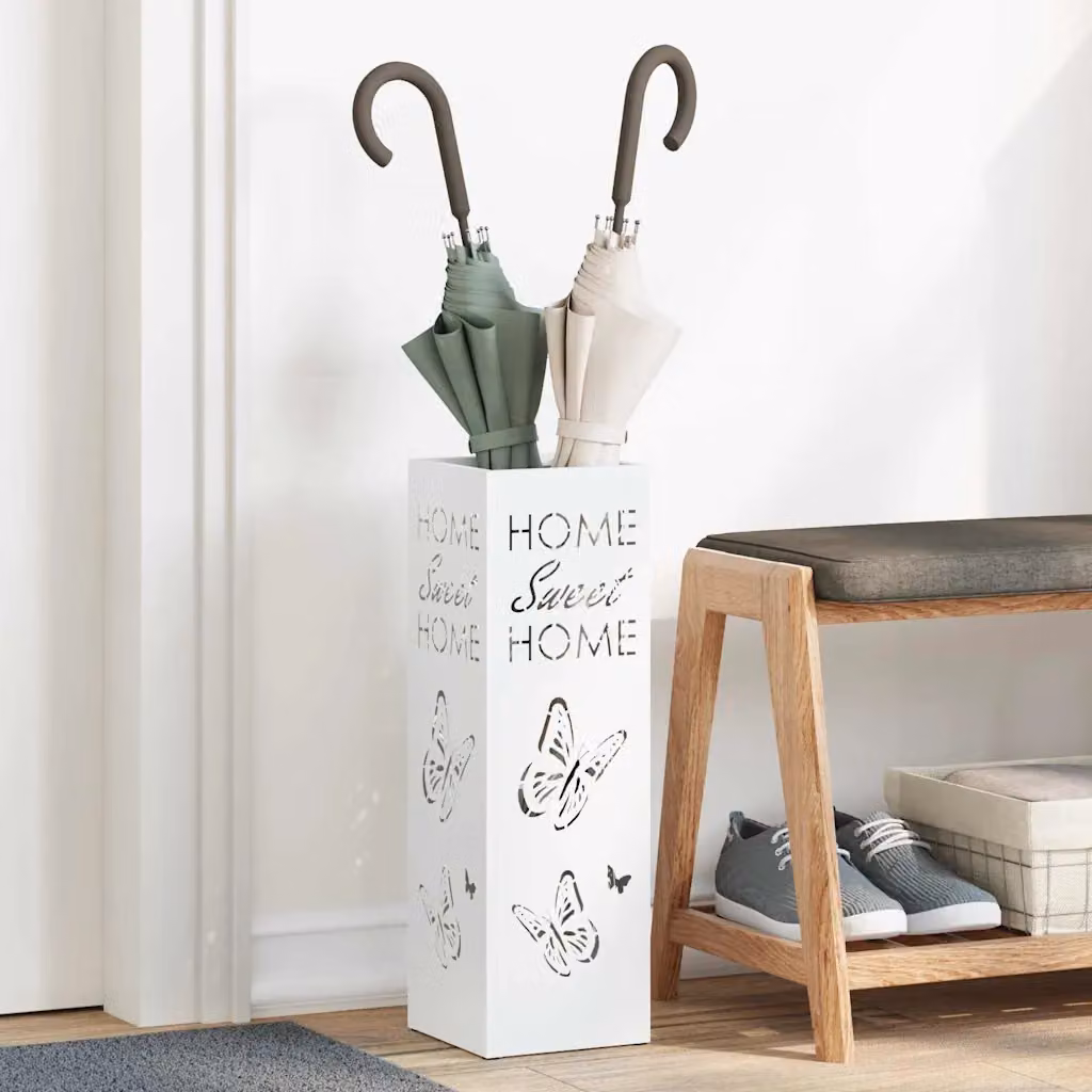 Stand per ombrelli da pioggia vidaXL in metallo bianco L/P/H: 15,5 x 15,5 x 49 cm