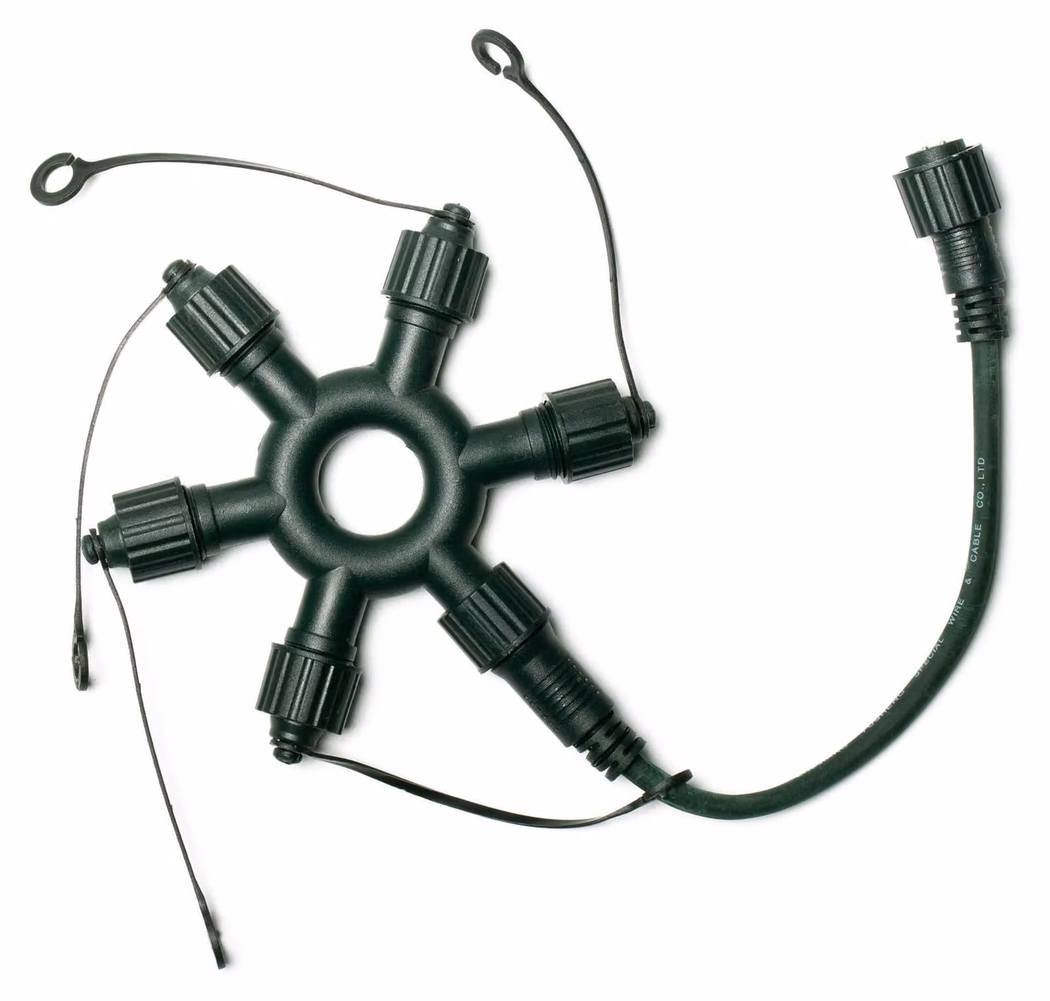 Connettore a anello professionale, 5 uscite, cavo verde, per catene luminose