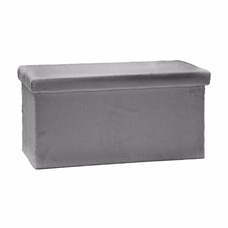 VESTIAMO CASA Pouf Contenitore in Pelliccia Sintetica Grigio L: 76 cm, P: 76 cm, H: 38 cm