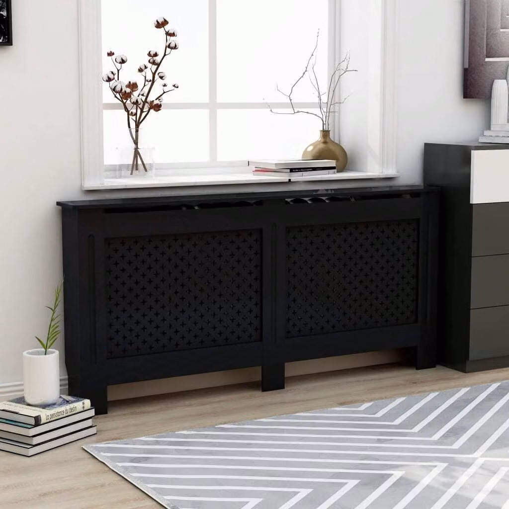 The Living Store Rivestimento per radiatori nero 172x19x81,5 cm MDF
