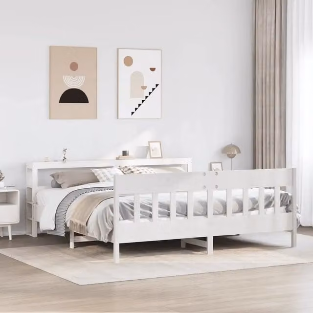 Letto senza Materasso Bianco 180x200 cm Legno Massello di Pino 3306256