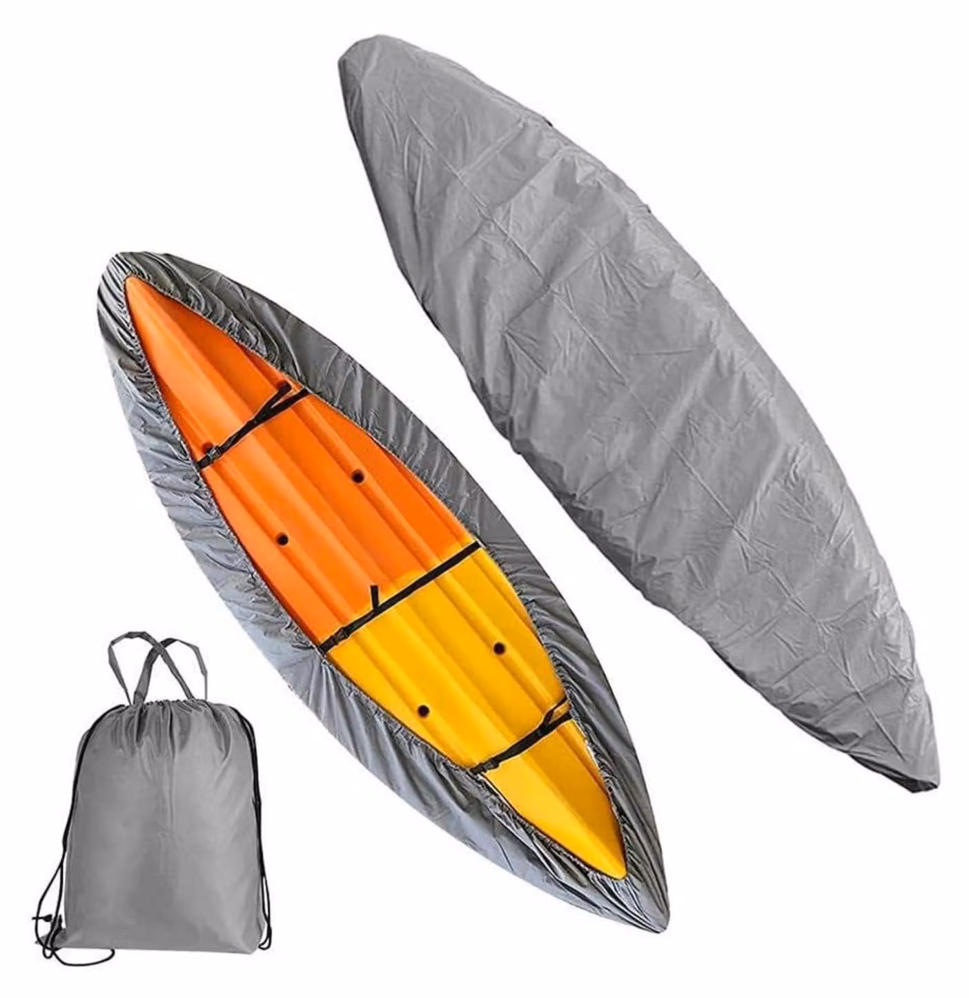 Copertura per kayak e canoe, 420D, grigia, lunghezza 3,6-4,0 metri, impermeabile, antipolvere, con protezione UV