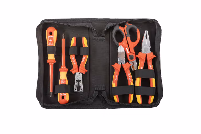 VBW set di utensili da elettricista professionale + cacciavite pinze taglierine laterali borsa