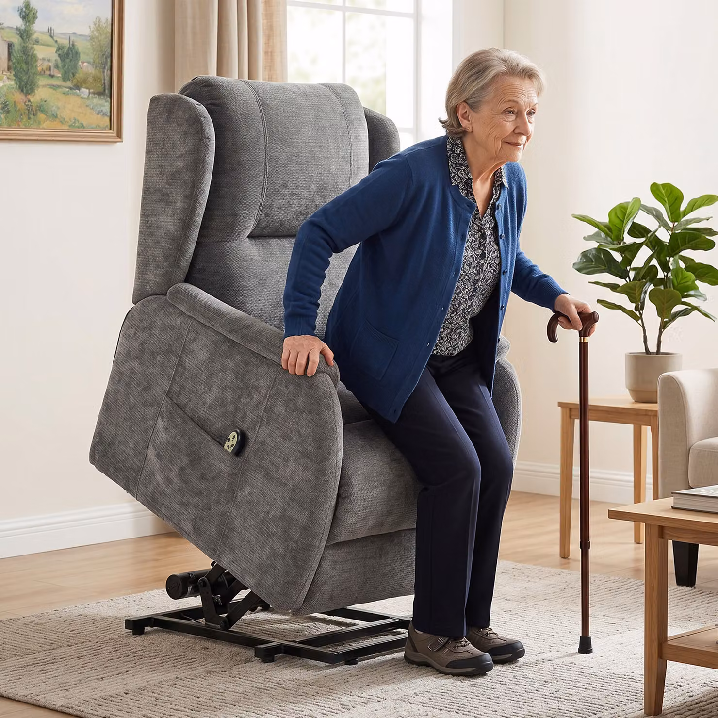 Poltrona relax alzapersona HOMCOM con telecomando e tasche laterali, Grigio scuro – 2